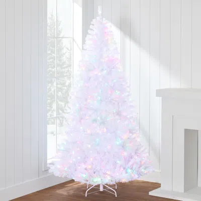 Best Choice Products Pre-lit Premium Hinged White Artificial Christmas Pine Tree W/ Lights, Stand, Pvc Branch Tips In Neutral