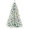 Best Choice Products Pre-lit Sage Green Christmas Pine Tree W/ Flocked Branches, Warm-white Lights