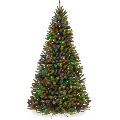 Best Choice Products Pre-lit Spruce Hinged Artificial Christmas Tree W/ Multicolored Lights, Foldable Stand In Pattern