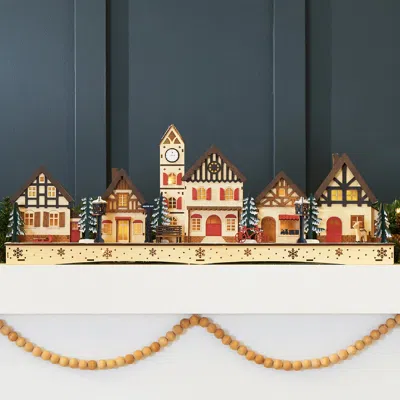Best Choice Products Pre-lit Wooden Christmas Village, Plug-in/battery-powered Winter Mantel Decor W/ 20 Led Lights In Multi