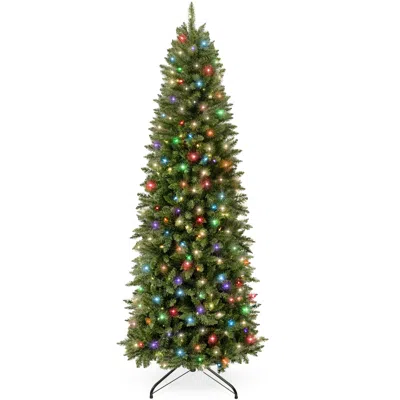 Best Choice Products Prelit Pencil Christmas Tree, Spruce Style Holiday Décor W/ 2-in-1 Led Lights In Pattern