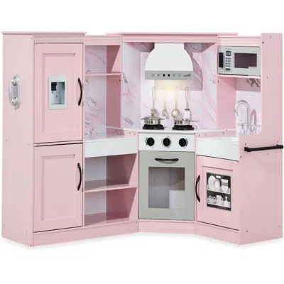 Best Choice Products Pretend Play Corner Kitchen, Interactive Wooden Kids Set W/ Lights & Sounds