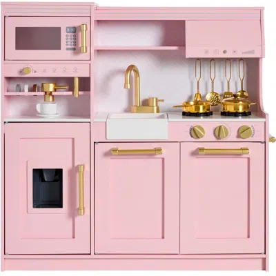 Best Choice Products Pretend Play Kitchen With Espresso Machine In Pink
