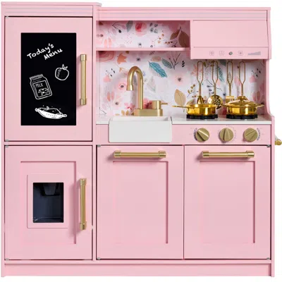 Best Choice Products Pretend Play Kitchen With Framed Chalkboard In Pink