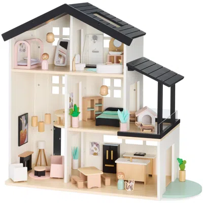 Best Choice Products Pretend Play Wooden Doll House W/ 40 Interactive Accessories, 3-story Modern Toy Dollhouse Playset