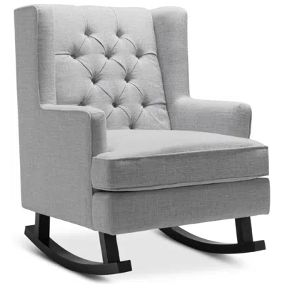 Best Choice Products Rocking Accent Chair, Tufted Upholstered Wingback For Home, Nursery W/ Wood Frame In Gray