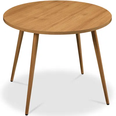 Best Choice Products Round Mid-century Modern 35.5in Dining Table, Dinette For Home Or Kitchen W/wood Finish Steel Legs In Brown