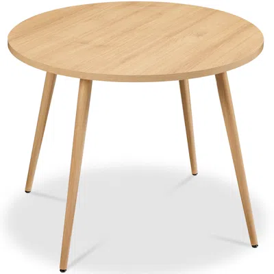 Best Choice Products Round Mid-century Modern 35.5in Dining Table, Dinette For Home Or Kitchen W/wood Finish Steel Legs In Brown