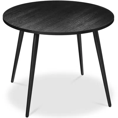 Best Choice Products Round Mid-century Modern 35.5in Dining Table, Dinette For Home Or Kitchen W/wood Finish Steel Legs In Black