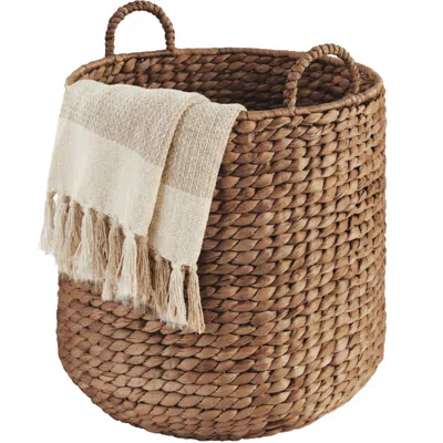 Best Choice Products Round Storage Basket W/ Handles, Handwoven Water Hyacinth, Storage Organizer Tote In Brown