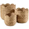 Best Choice Products Scalloped 3pc Water Hyacinth Nesting Baskets - Natural W/ White Trim In Neutral