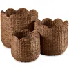 Best Choice Products Scalloped 3pc Water Hyacinth Nesting Baskets- Chestnut In Multi