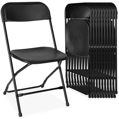 Best Choice Products Set Of 10 Folding Stacking Plastic Chairs W/ Non-slip Feet, 350lb Capacity In Black