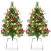 Best Choice Products Set Of 2 24.5in Outdoor Pathway Christmas Trees Decor W/ Led Lights