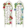 Best Choice Products Set Of 2 60x15in Iron Arched Garden Trellis Fence Panel W/ Branches, Birds For Climbing Plants