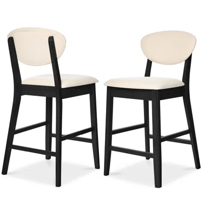Best Choice Products Set Of 2 Counter-height Bar Stools, Armless W/upholstered Seat Cushion & Backrest In White