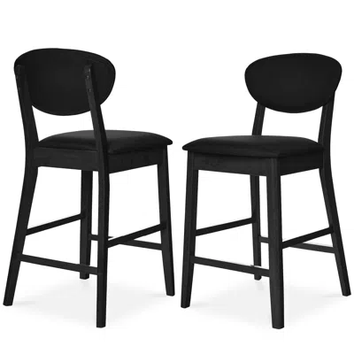 Best Choice Products Set Of 2 Counter-height Bar Stools, Armless W/upholstered Seat Cushion & Backrest In Black