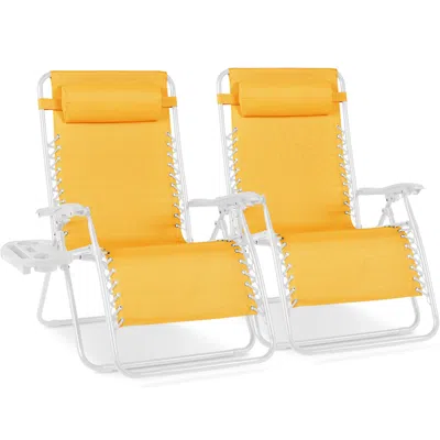 Best Choice Products Set Of 2 Extra Wide Zero Gravity Lounge Chair Recliners W/ Cup Holder