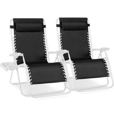 Best Choice Products Set Of 2 Extra Wide Zero Gravity Lounge Chair Recliners W/ Cup Holder In Black