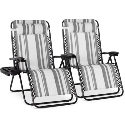 Best Choice Products Set Of 2 Extra Wide Zero Gravity Lounge Chair Recliners W/ Cup Holder