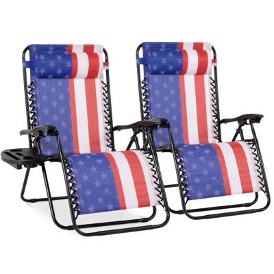 Best Choice Products Set Of 2 Extra Wide Zero Gravity Lounge Chair Recliners W/ Cup Holder