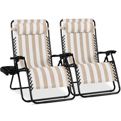 Best Choice Products Set Of 2 Extra Wide Zero Gravity Lounge Chair Recliners W/ Cup Holder In Multi