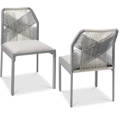 Best Choice Products Set Of 2 Indoor/ Outdoor Aluminum X All Weather Woven Rope Side Dining Chair- Gray/meteor
