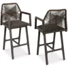 Best Choice Products Set Of 2 Indoor/outdoor Aluminum, Woven Rope Swivel Barstools W/ Armrests - Brown/mocha