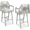 Best Choice Products Set Of 2 Indoor/outdoor Aluminum, Woven Rope Swivel Barstools W/ Armrests - Gray/meteor