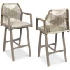 Best Choice Products Set Of 2 Indoor/outdoor Aluminum, Woven Rope Swivel Barstools W/ Armrests - Taupe/sandstorm