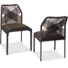Best Choice Products Set Of 2 Indoor/outdoor Aluminum Woven Side Dining Chairs W/ All-weather Rope - Brown/mocha
