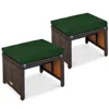Best Choice Products Set Of 2 Multipurpose Patio Wicker Ottomans W/ Removable Cushions