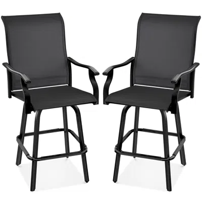 Best Choice Products Set Of 2 Outdoor Swivel Bar Stools, Patio Barstool Chairs W/ 360 Rotation, All-weather Mesh In Gray