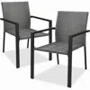 Best Choice Products Set Of 2 Wicker Chairs, Stackable Outdoor Dining Furniture W/ Armrests