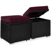 Best Choice Products Set Of 2 Wicker Ottomans, Multipurpose Furniture W/ Removable Cushions, Steel Frame