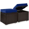 Best Choice Products Set Of 2 Wicker Ottomans, Multipurpose Furniture W/ Removable Cushions, Steel Frame