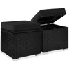 Best Choice Products Set Of 2 Wicker Ottomans, Multipurpose Furniture W/ Removable Cushions, Steel Frame