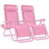 Best Choice Products Set Of 2 Zero Gravity Lounge Chair Recliners For Patio, Pool W/ Cup Holder Tray - Carnation In Pink