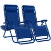 Best Choice Products Set Of 2 Zero Gravity Lounge Chair Recliners For Patio, Pool W/ Cup Holder Tray - Marine