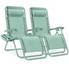 Best Choice Products Set Of 2 Zero Gravity Lounge Chair Recliners For Patio, Pool W/ Cup Holder Tray - Seafoam In Neutral