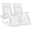 Best Choice Products Set Of 2 Zero Gravity Lounge Chair Recliners For Patio, Pool W/ Cup Holder Tray - Snow In White