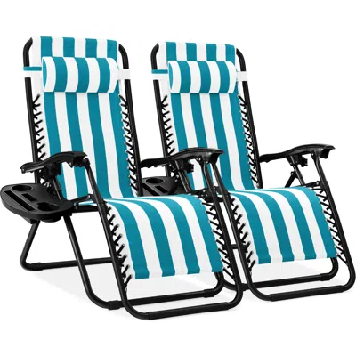 Best Choice Products Set Of 2 Zero Gravity Lounge Chair Recliners For Patio, Pool W/ Cup Holder Tray