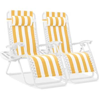 Best Choice Products Set Of 2 Zero Gravity Lounge Chair Recliners For Patio, Pool W/ Cup Holder Tray