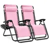 Best Choice Products Set Of 2 Zero Gravity Lounge Chair Recliners For Patio, Pool W/ Cup Holder Tray In Pink