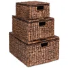 Best Choice Products Set Of 3 Large Multipurpose Hyacinth Storage Baskets W/ Insert Handles, Lid - 21", 20", 18"