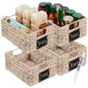 Best Choice Products Set Of 4 12in Woven Water Hyacinth Pantry Baskets W/ Chalkboard Label, Chalk Marker
