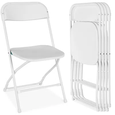 Best Choice Products Set Of 4 Folding Stacking Plastic Chairs W/ Non-slip Feet, 350lb Capacity In Gray