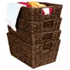 Best Choice Products Set Of 4 Multipurpose Stackable Seagrass Storage Laundry Organizer Baskets W/ Handles
