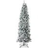 Best Choice Products Snow Flocked Artificial Pencil Christmas Tree Holiday Decoration W/ Metal Stand