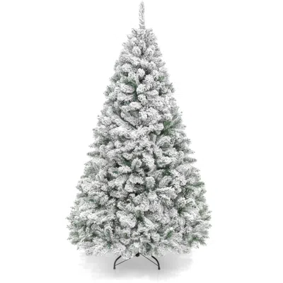 Best Choice Products Snow Flocked Christmas Tree, Premium Holiday Pine Branches, Foldable Metal Base In Gray